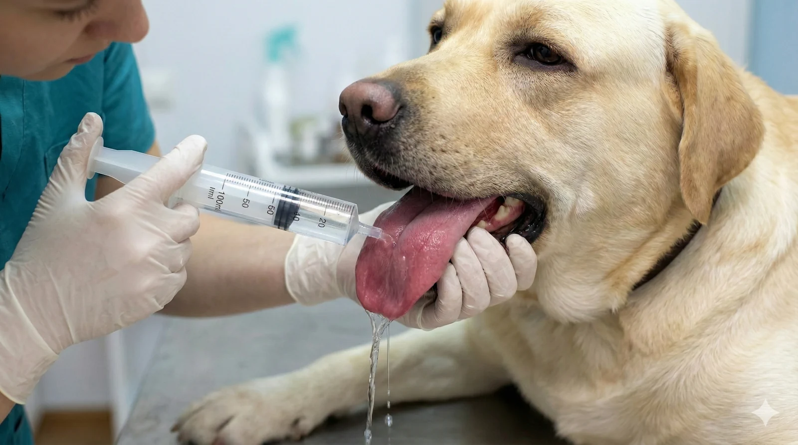 Revisión veterinaria de boca por síntomas de procesionaria del pino en perros