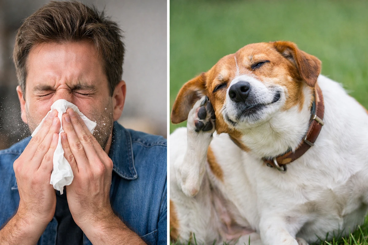 Infografía sobre cómo saber si mi perro tiene alergia mediante síntomas cutáneos.