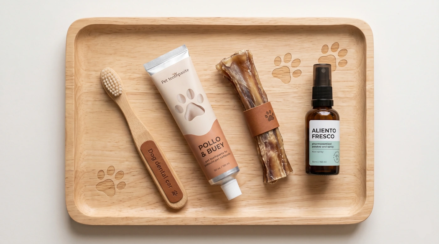 Kit de higiene para realizar el mantenimiento tras una limpieza dental para perros