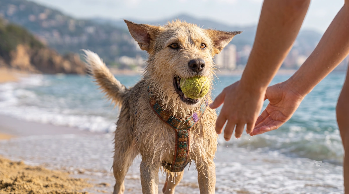 No se recomienda que el perro juegue con pelotas de tenis en las playas para perros en el Maresme