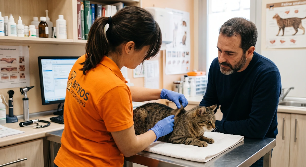Un veterinario te enseña cómo hacer que un gato beba agua y comprueba su salud en la clínica.