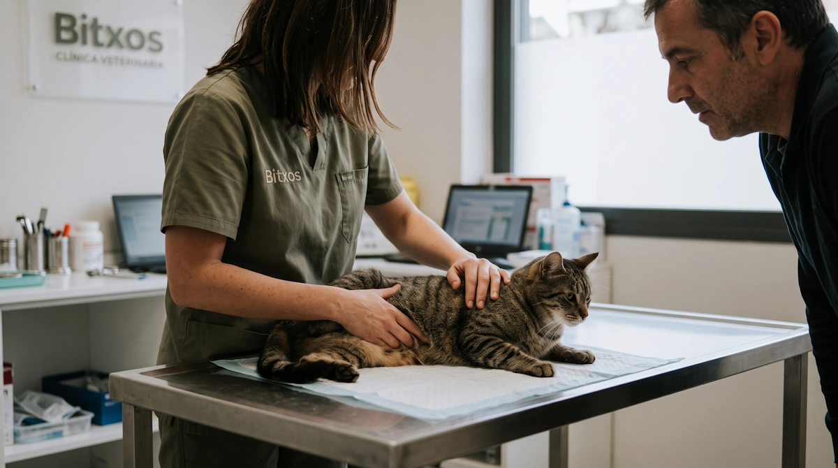 Diagnóstico veterinario para tratar la cistitis en gatos en consulta